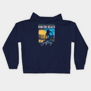 Retro Rincon Beach Surfing // Surfers Paradise // Surf California Kids Hoodie